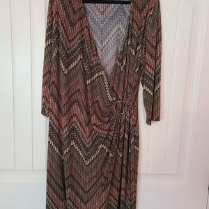 Glamour Multicolor Chevron Long Sleeve Dress